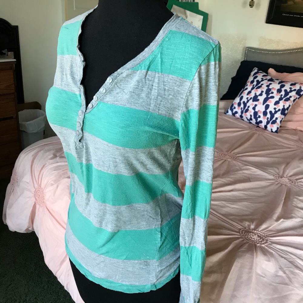 Rue21 Teal Stripe Long Sleeve